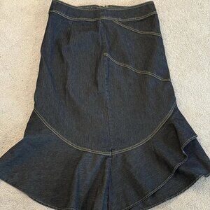 Vintage Y2K Bisou Bisou Dark Blue Denim Flare Mermaid Maxi Skirt Sz 12